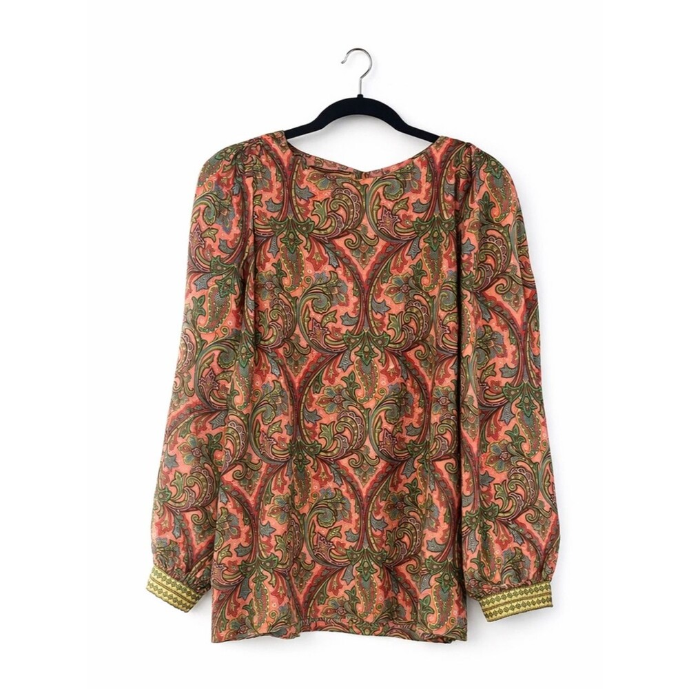 LOFT Paisley Blouse XS | Boho Print Long Sleeve Lightweight Top